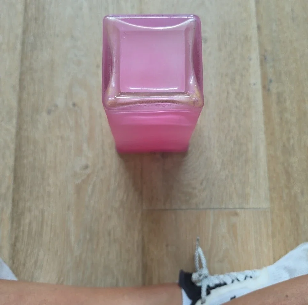 Pink Frosted Square Glass Vase